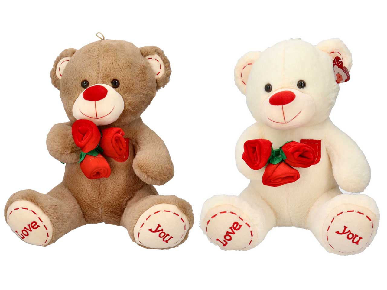 Peluche orso con tre rose misura 40cm