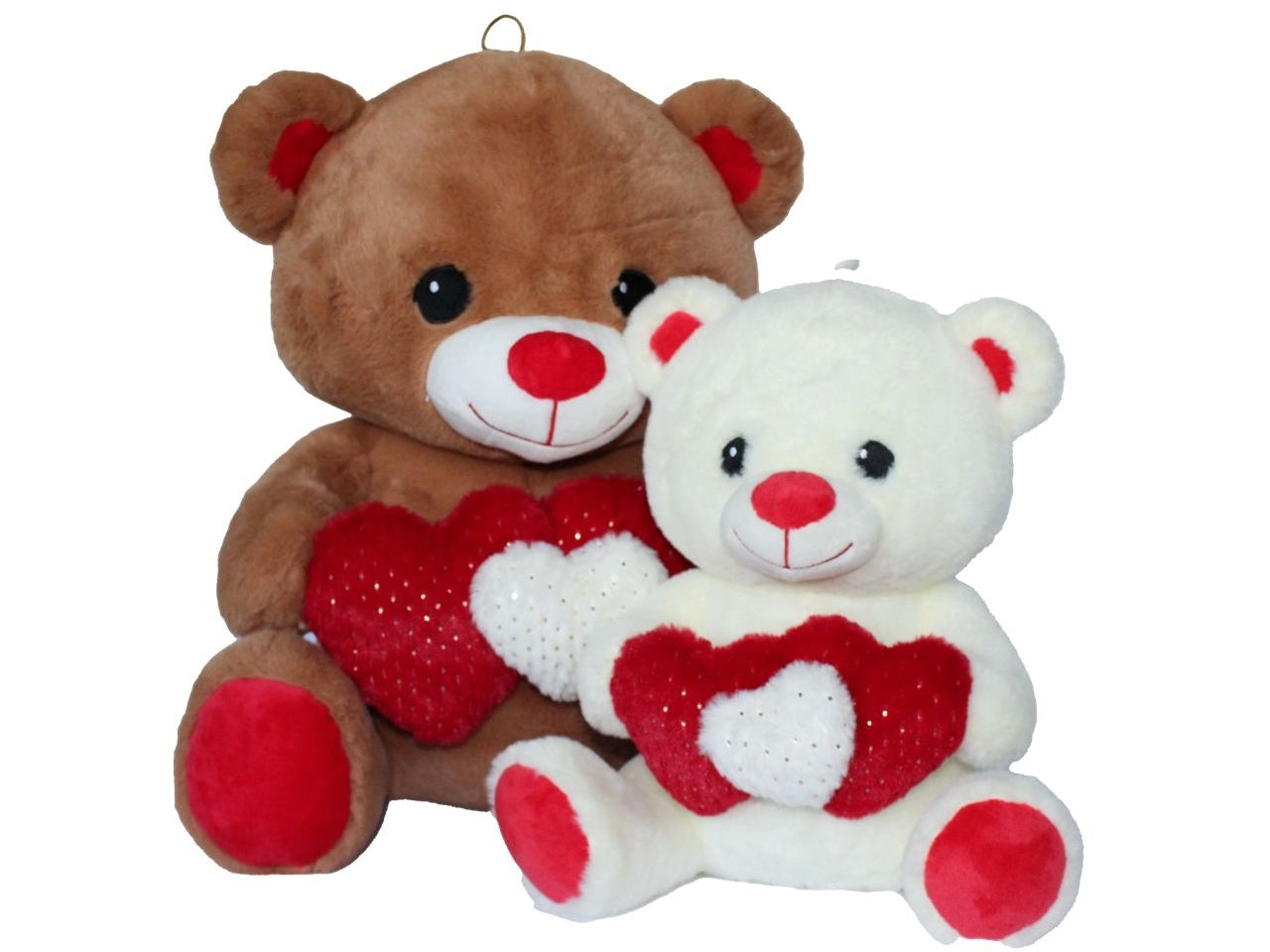 Peluche orso teddy con tre cuori 15cm