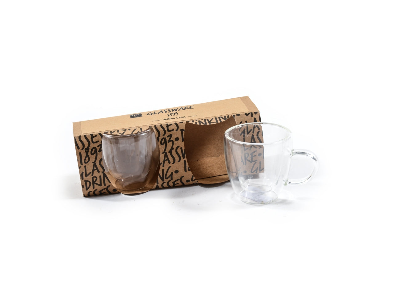 Tazzine caffè in vetro trasparente stile moderno con doppia parete 80 ml - M Home