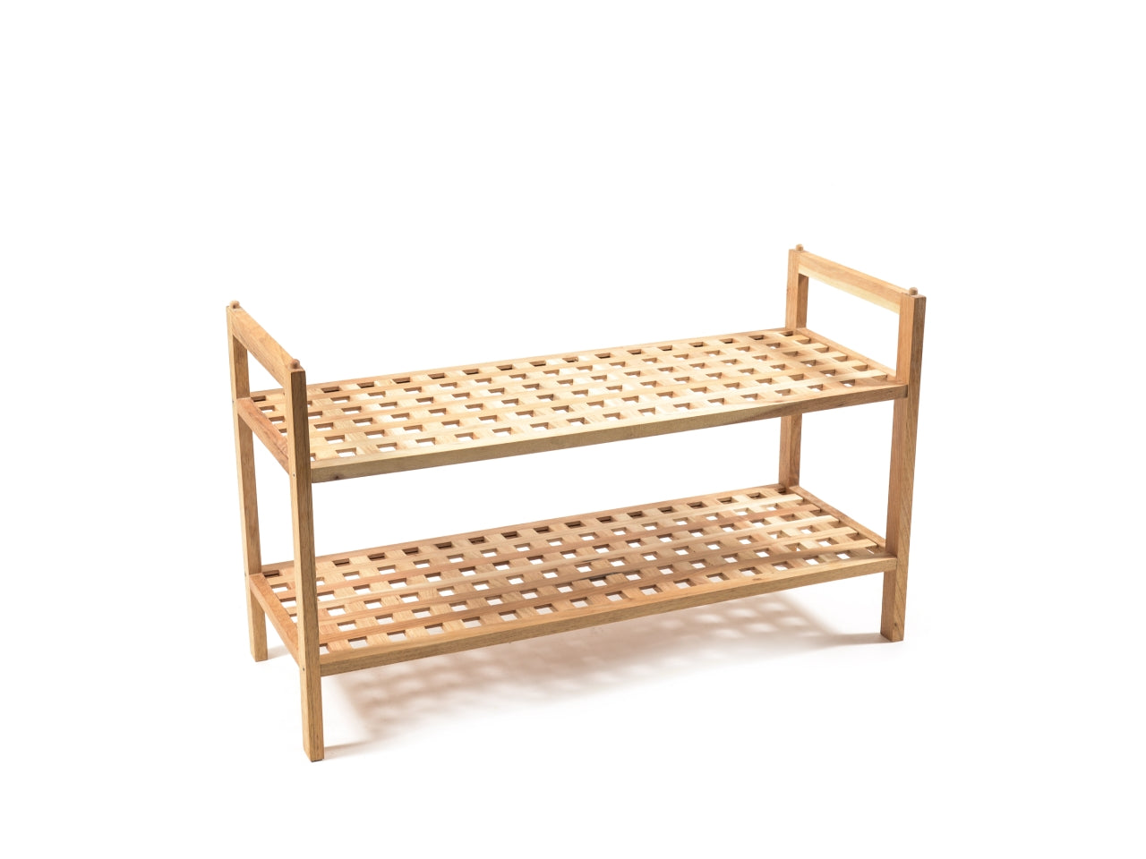 Scarpiera in legno naturale 2 ripiani stile moderno 69x26x40 cm - Mercury