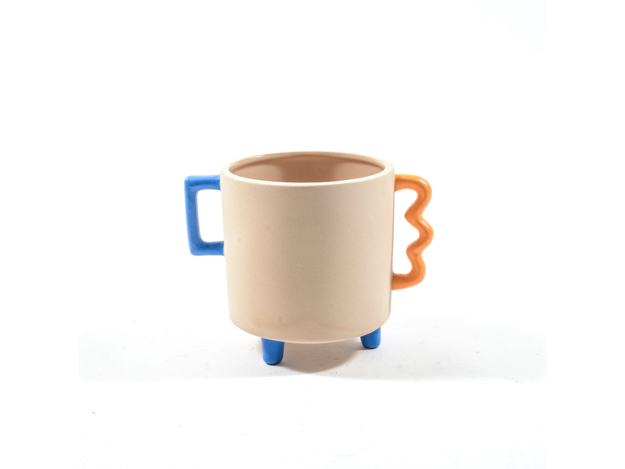 Portavaso contemporaneo in ceramica multicolor forma cilindrica alto 13,5cm per uso interno - M Home