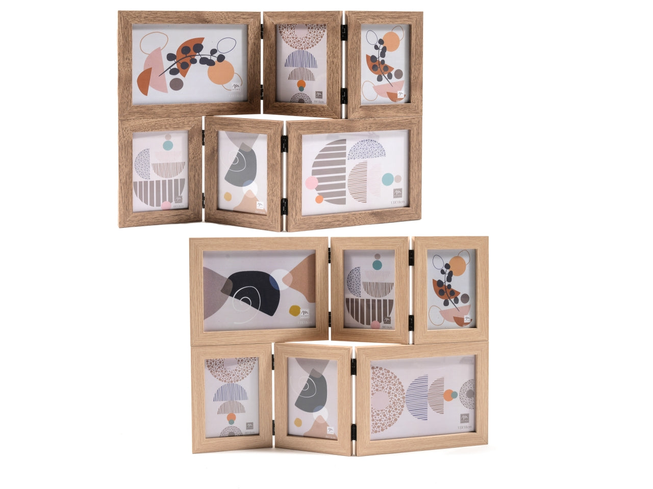 Cornice multipla da appoggio 6 foto in mdf 45x32 cm in legno naturale stile moderno - Mercury