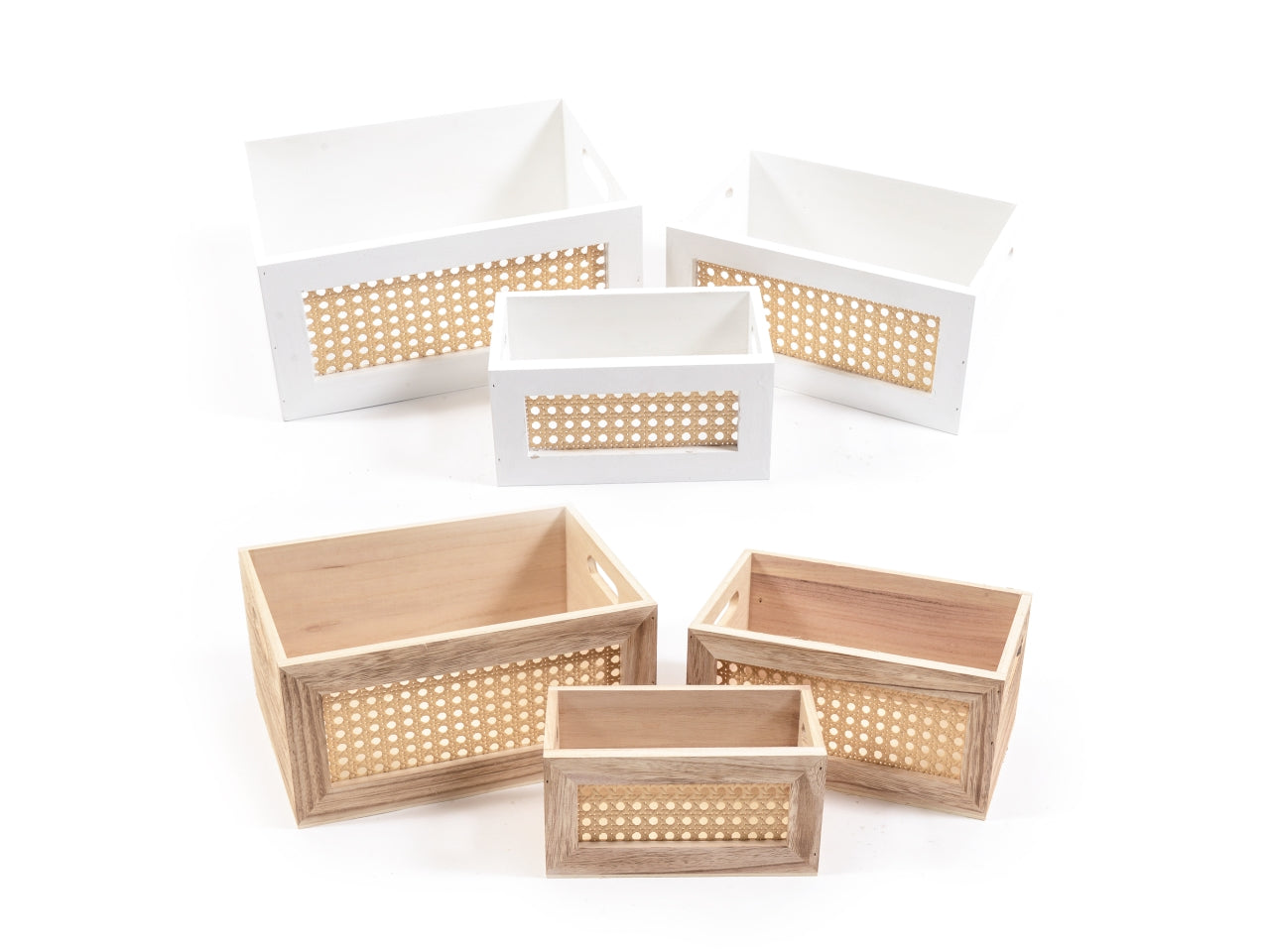 Set da 3 cassette in legno 31x23x15cm / 26x17x13cm / 21x11x11cm assortite
