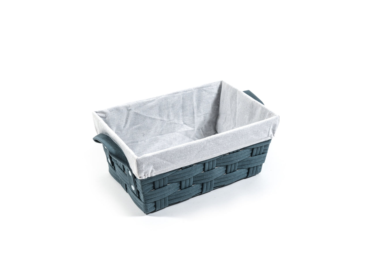Cesta portatutto intrecciato moderno in tnt e cotone blu 37x24x16 cm - Mercury