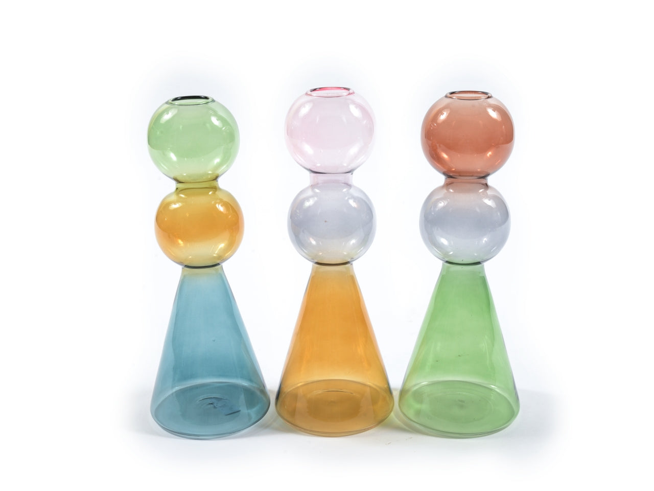 Vaso decorativo moderno in vetro borosilicato assortito forma conica per uso interno 26x9,5 cm - M Home