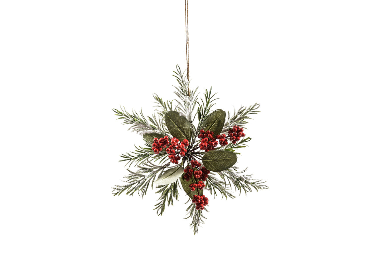 Pendente fiocco di neve con bacche misura d.32cm