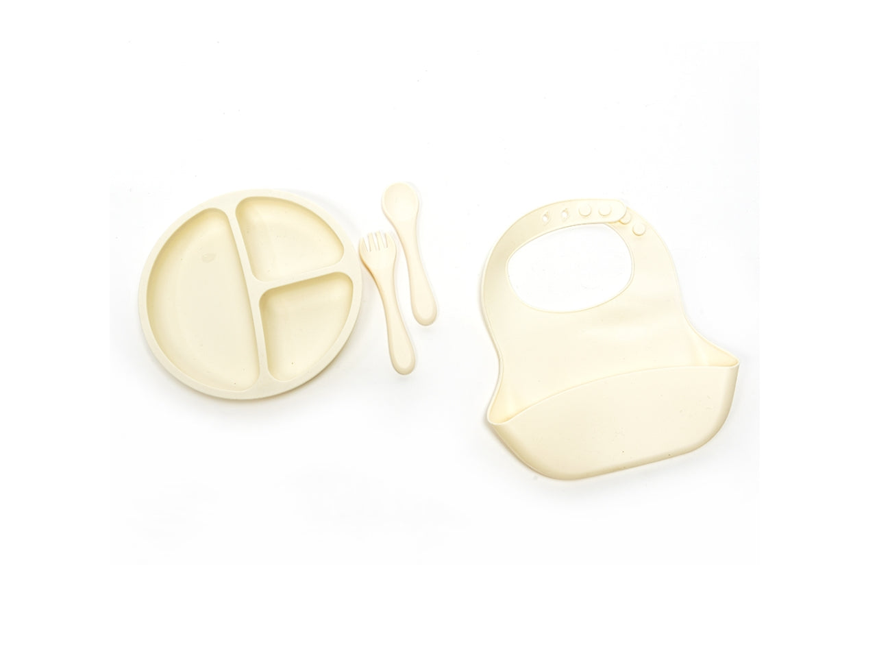 Set 4 pezzi pappa con piatto e bavaglino in silicone misura 32x31xh.4,3cm