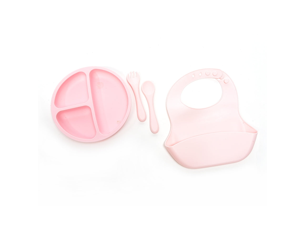 Set 4 pezzi pappa con piatto e bavaglino in silicone misura 32x31xh.4,3cm