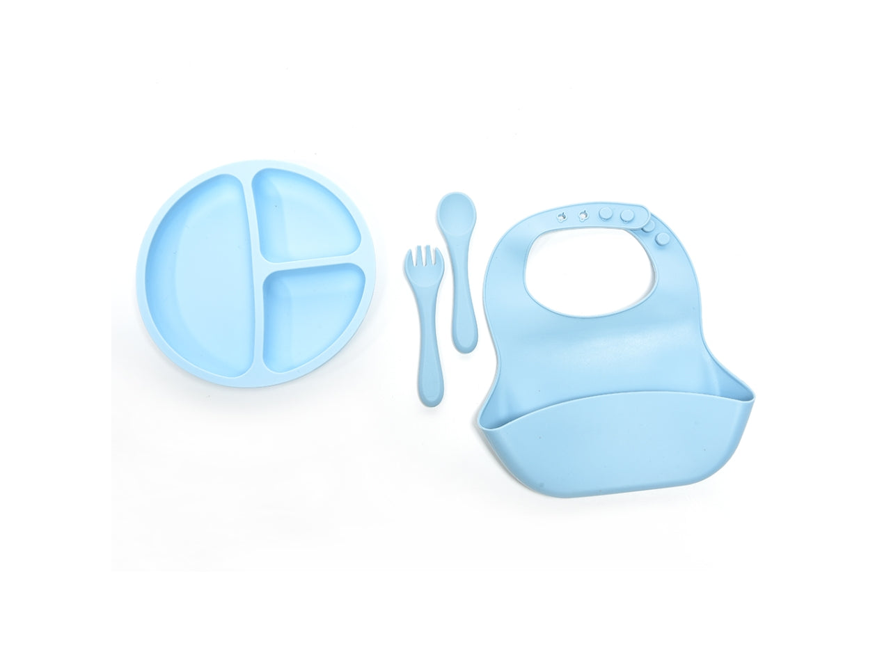 Set 4 pezzi pappa con piatto e bavaglino in silicone misura 32x31xh.4,3cm