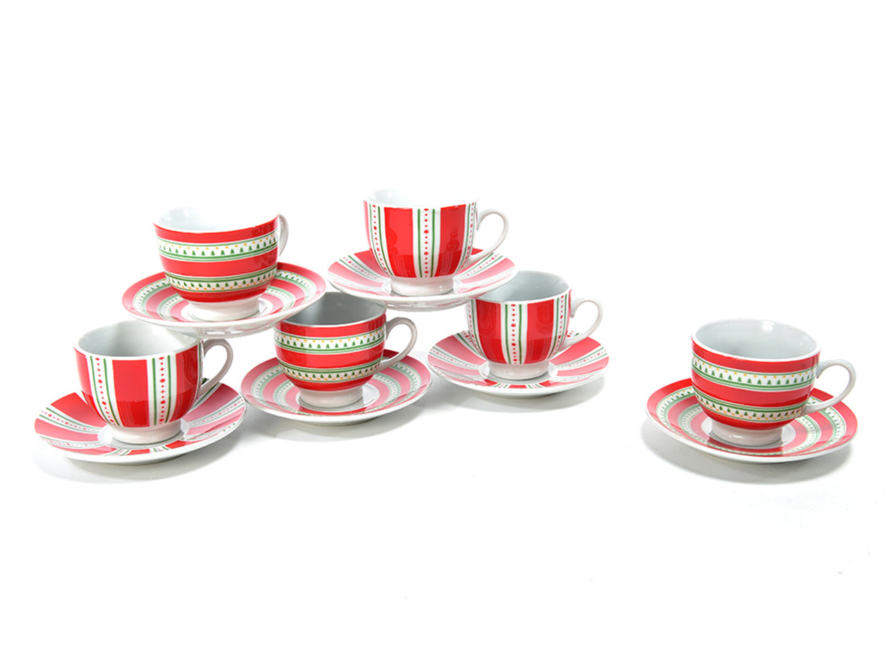 Tazzine in porcellana con piattino - set da 6 tazzine 90ml misura 32,4x12xh.6,6cm