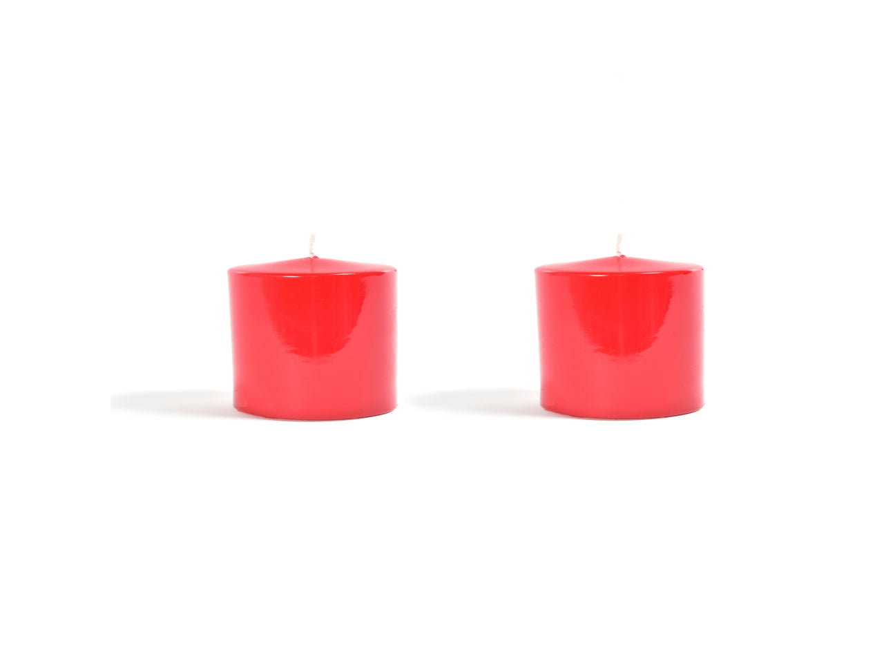 Candela pillar in coppia lucide rosse h.5xd.4cm