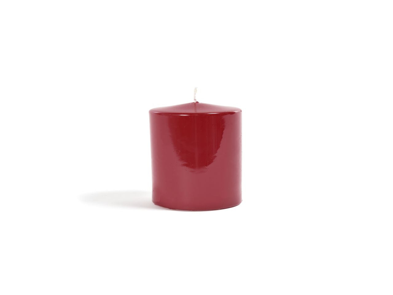 Candela natalizia pillar colore lucid bordeaux misura h.5xd.8cm in scatola bianca