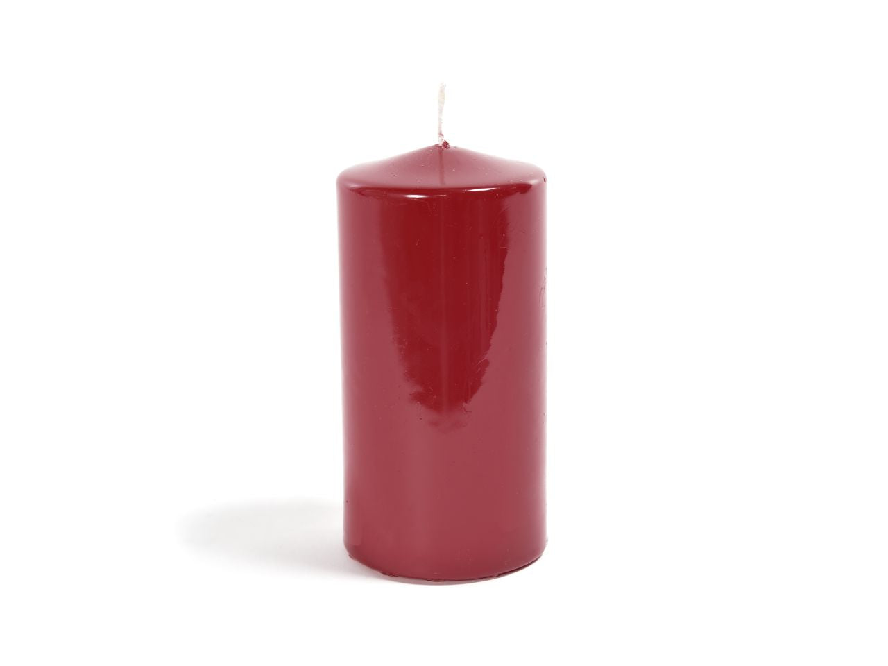 Candela natalizia pillar linea lucid colore bordeaux misura h.15xd.8cm