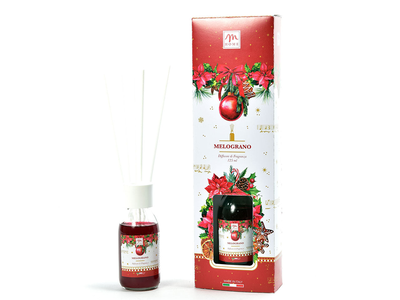 Christmas dream diffusore di essenza 125ml fragranza melograno con bacchetti in cotone in scatola regalo