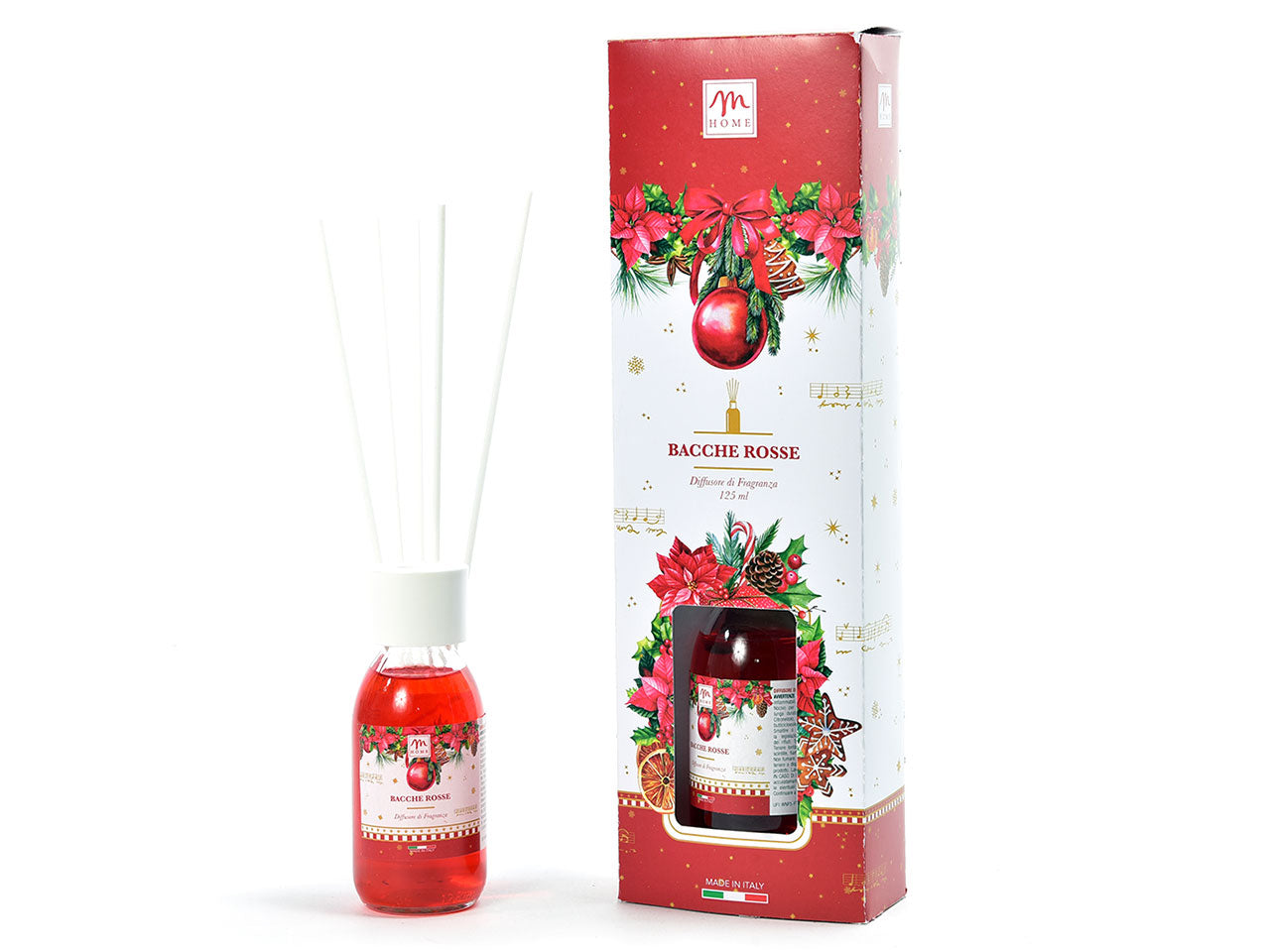 Christmas dream diffusore di essenza 125ml fragranza bacche rosse con bacchetti in cotone in scatola regalo