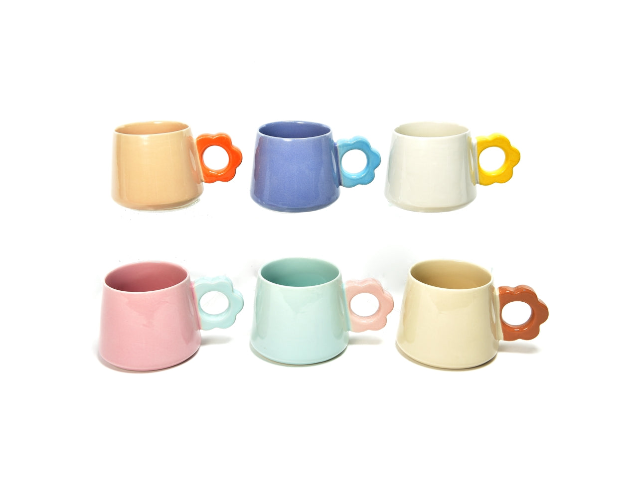 Tazza mug colazione vintage particolare in ceramica, monocromatica 400ml - 14x10xh.11cm - 6 colori assortiti - Mercury