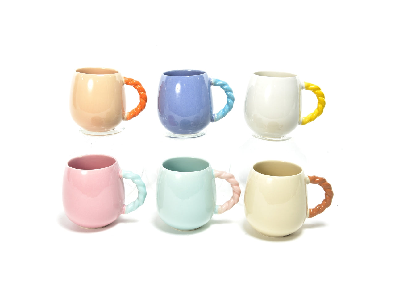 Tazza mug colazione vintage particolare in ceramica, monocromatica 500ml - 14x10xh.11cm - 6 colori assortiti - Mercury