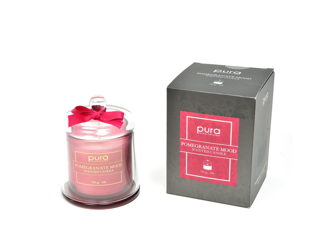 Candela Profumata Melograno in Vetro 150gr - Durata 30h, Stile Moderno - diametro 9x12cm- Mercury Pura