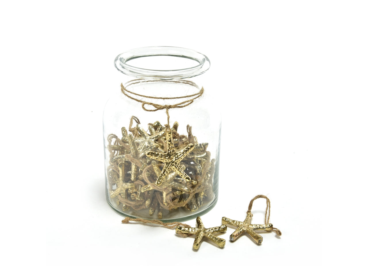 Pendente stella marina in alluminio oro 6,5x1x6cm in giara vetro