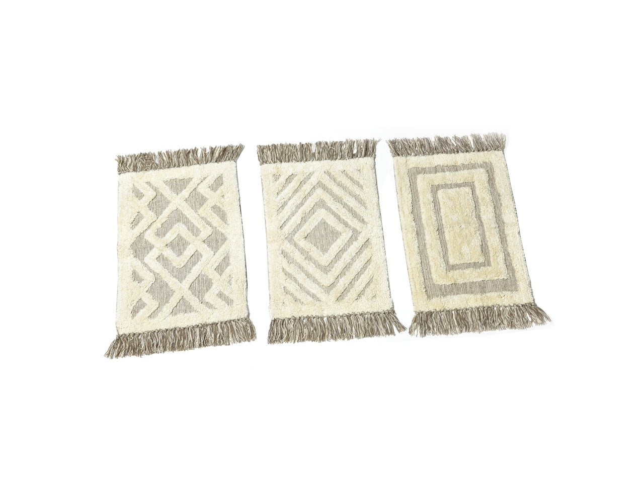 Tappeto da bagno in cotone beige e tortora stile boho in cotone 60x90 cm - Mercury