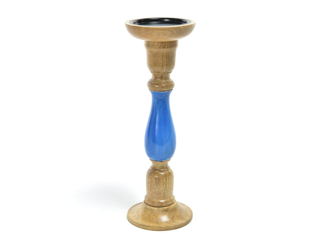 Portacandela in legno blu stile marinaro 10x30 cm  - Mercury