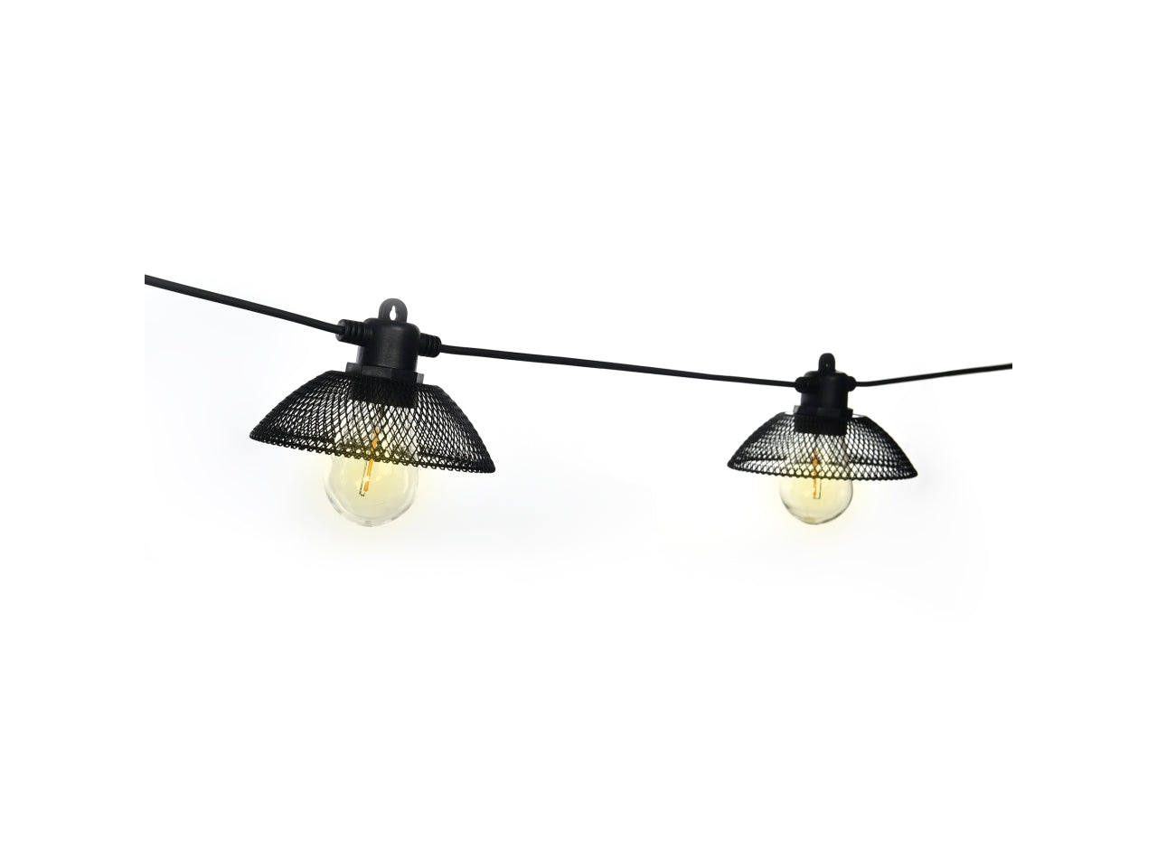 Catena di 10 lampadine led ad energia solare bianco naturale, filo nero 7,5 m - Mercury