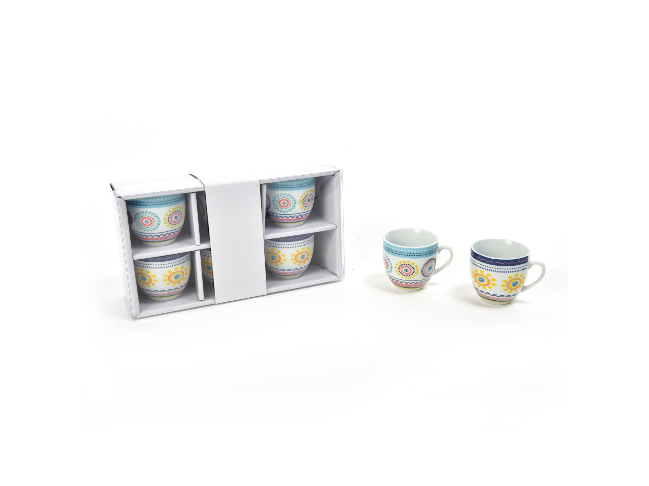 Set da 6 tazzine in porcellana 90ml 22,4x12xh,6,6cm
