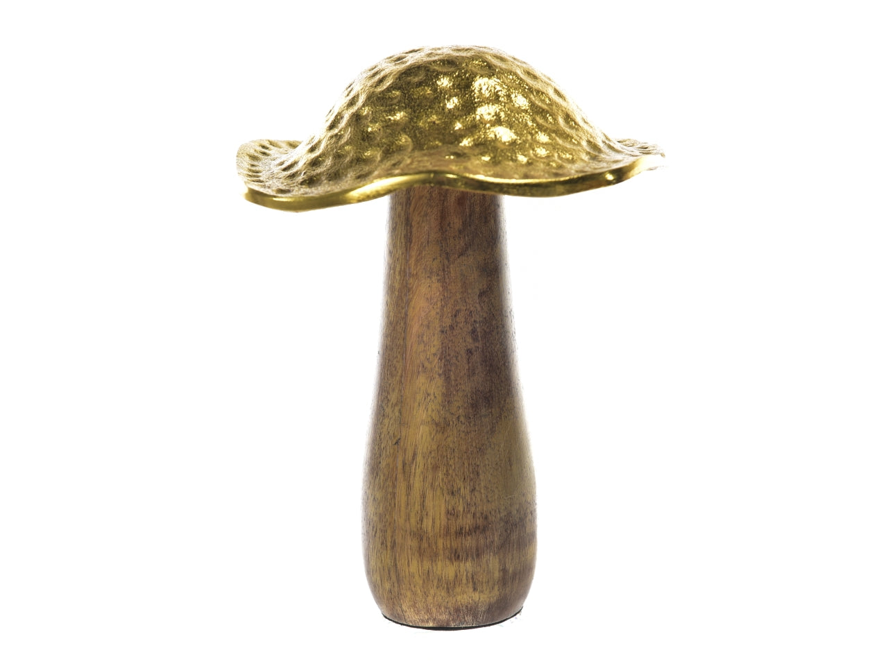 Fungo in alluminio oro e legno h.20xd.16cm