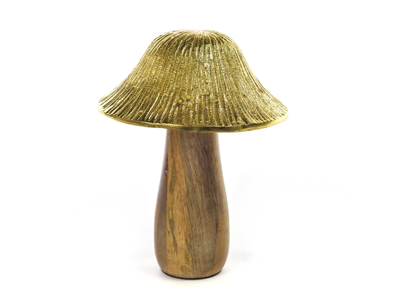 Fungo in alluminio oro e legno h.21xd.16cm