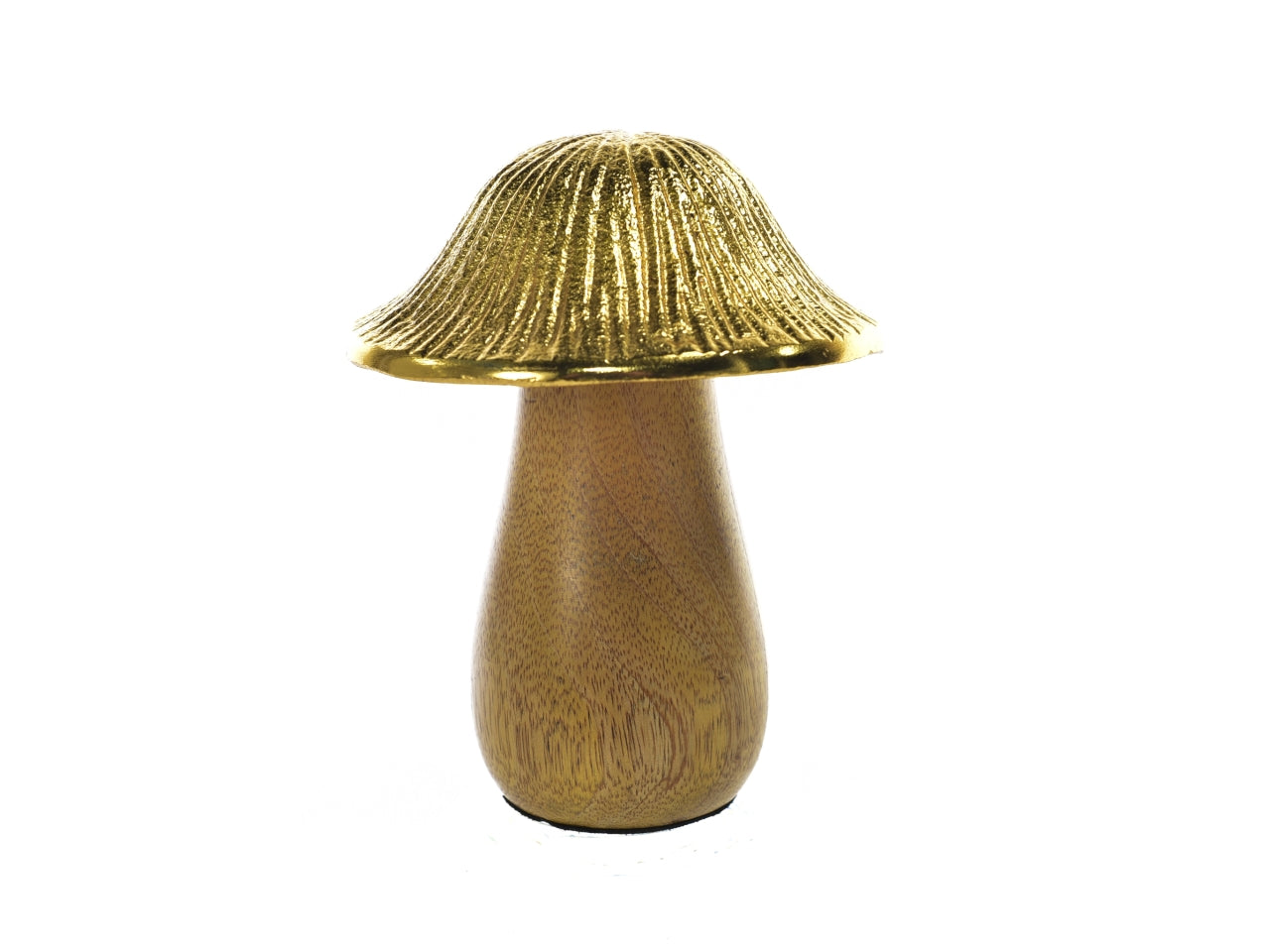Fungo in alluminio oro e legno h.14,5xd.10,5cm