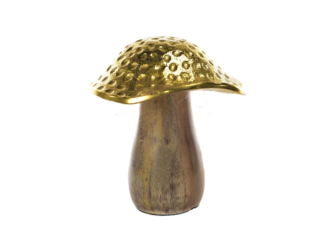 Fungo in alluminio oro e legno h.14xd.12cm