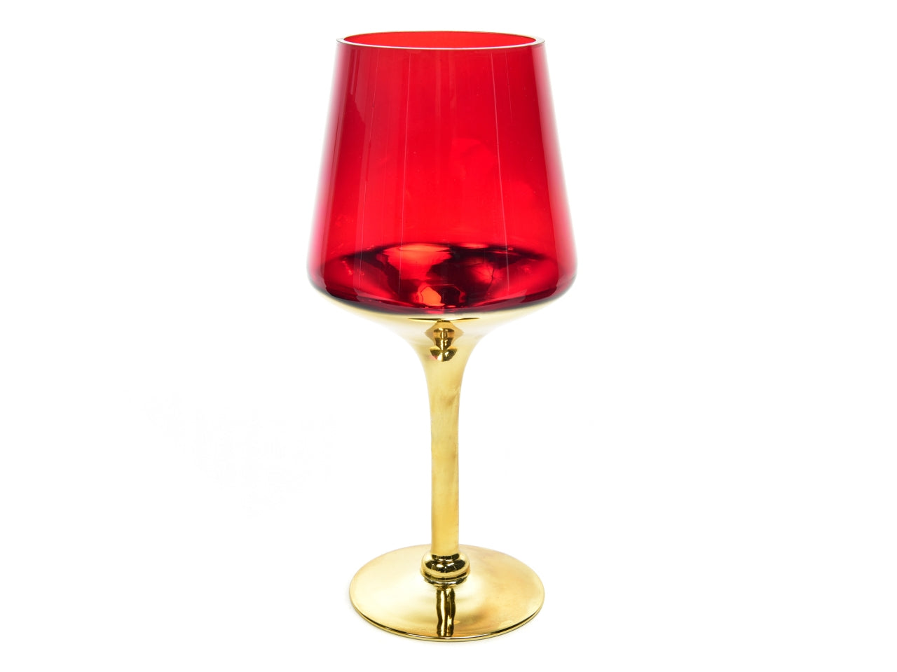 Portacandela in vetro oro rosso d.14xh.30cm