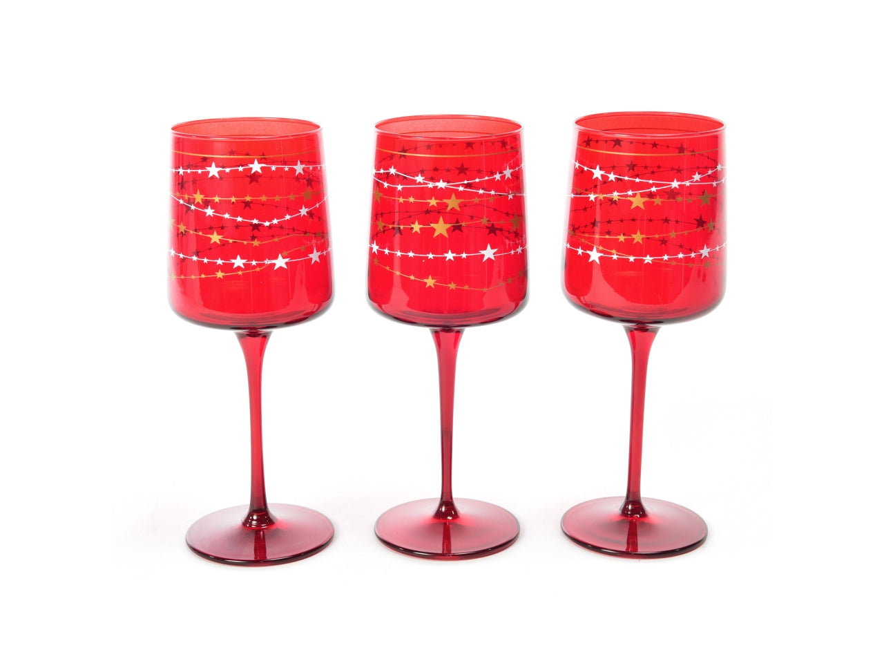 Elegant red stars set di 3 calici 320ml