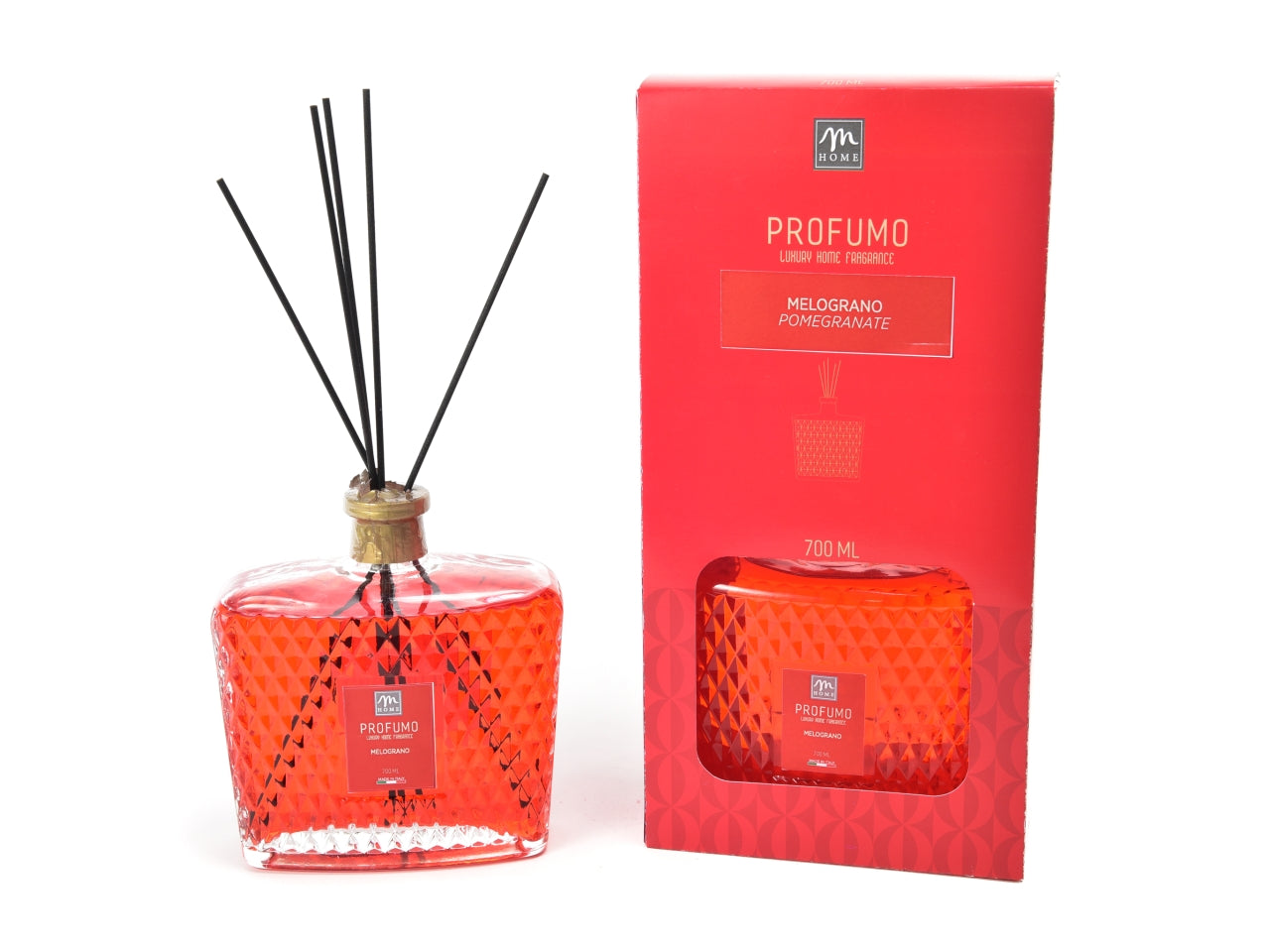Diffusore di essenza natalizio 700ml melograno con midollini in cotone - M Home