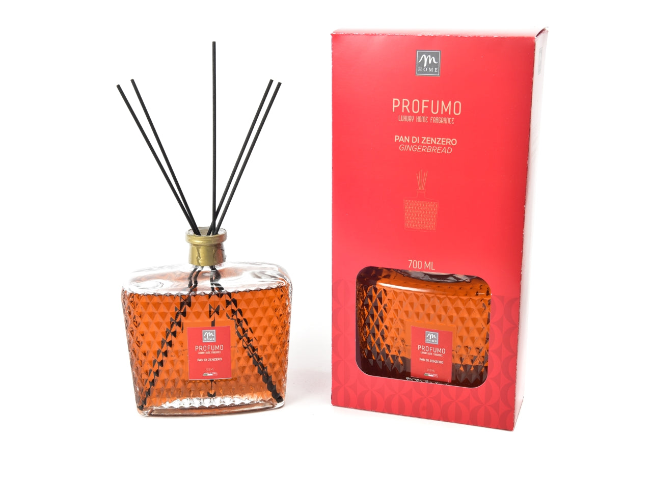 Diffusore di essenza natalizio 700ml pan di zenzero con midollini in cotone - M Home