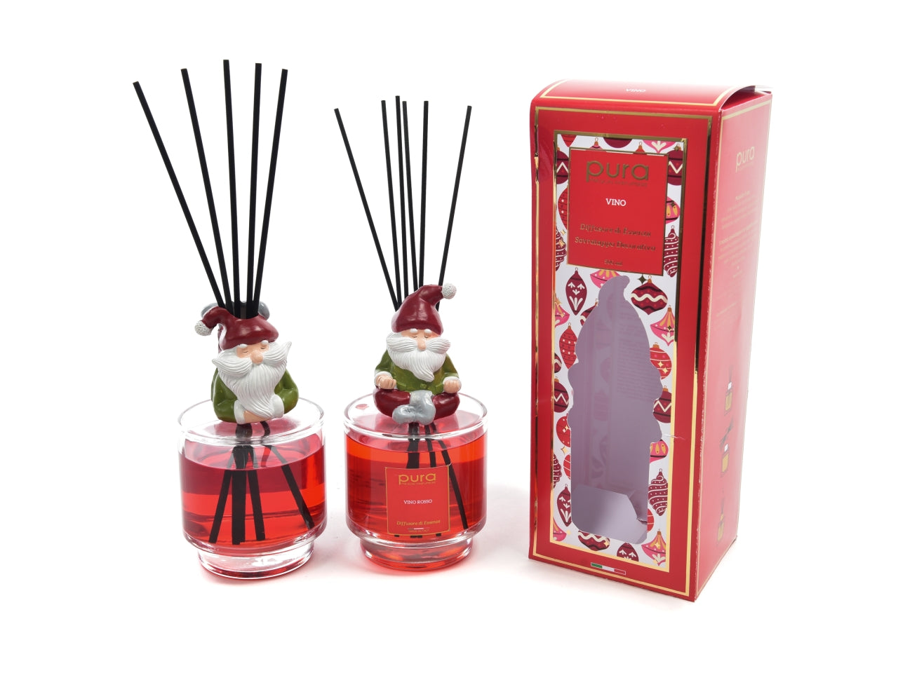 Diffusore di essenza natalizio 500ml vino rosso con midollini in cotone - M Home