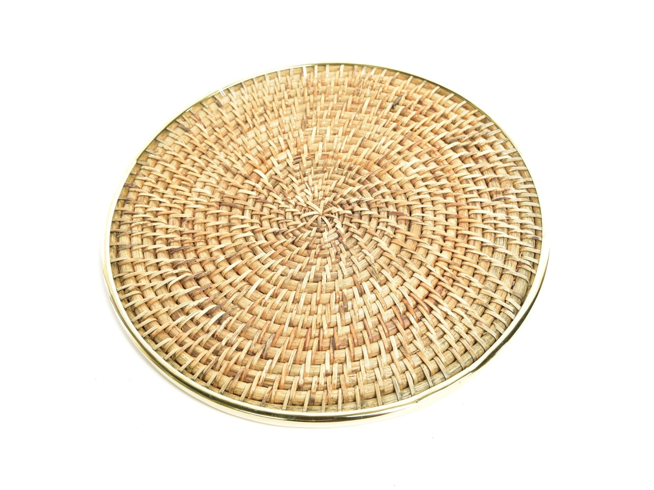 Sottopiatto in rattan con bordatura in ottone d.39cm