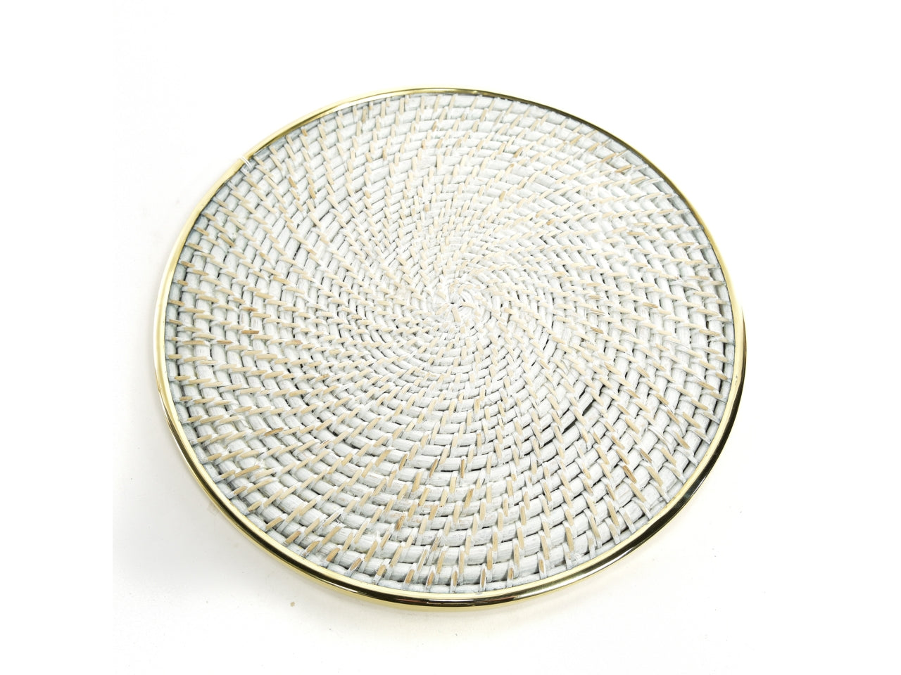 Sottopiatto in rattan con bordatura in ottone d.39cm