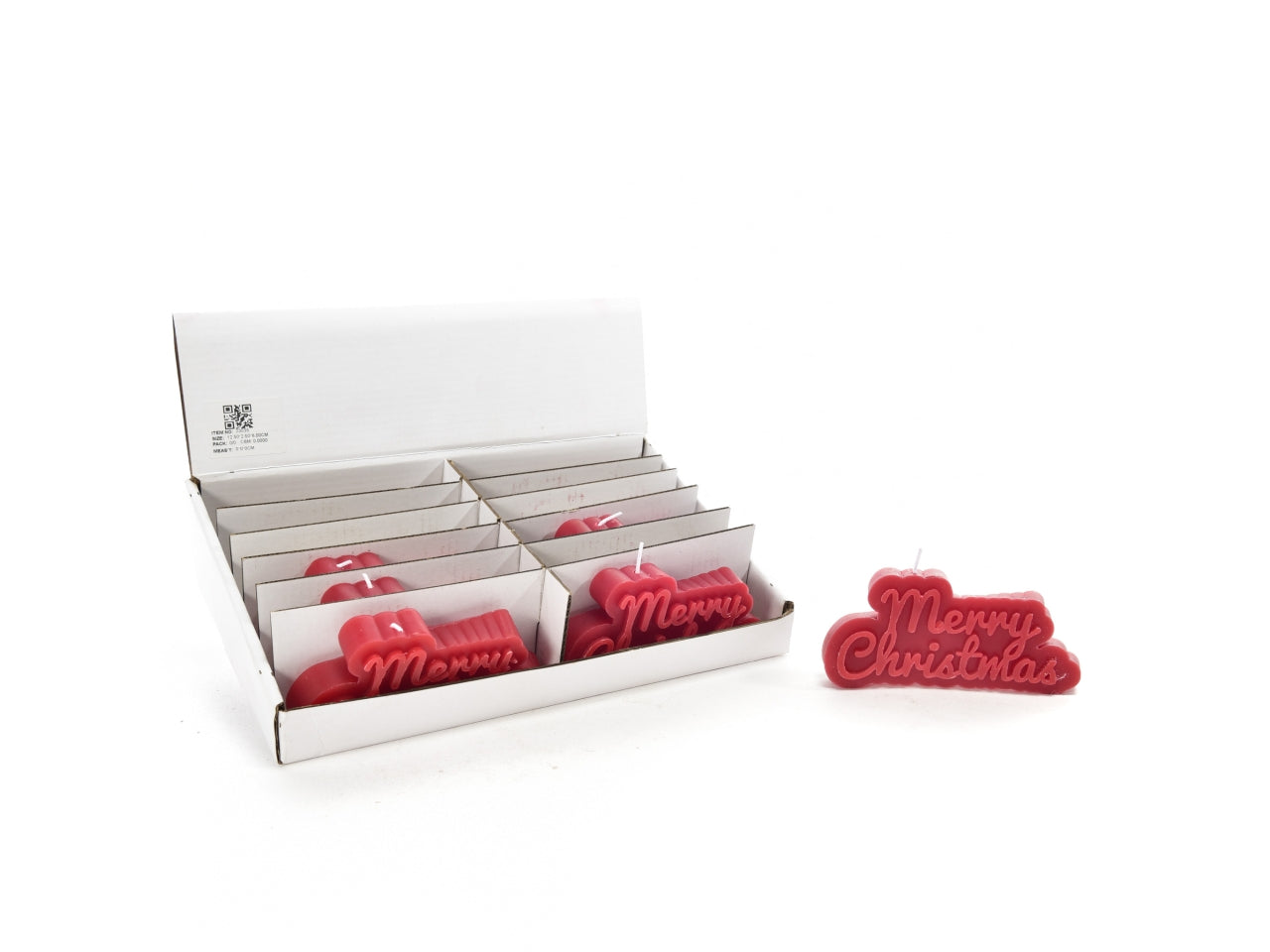 Candela natalizia con scritta 12,5x2,5xh.6cm rossa