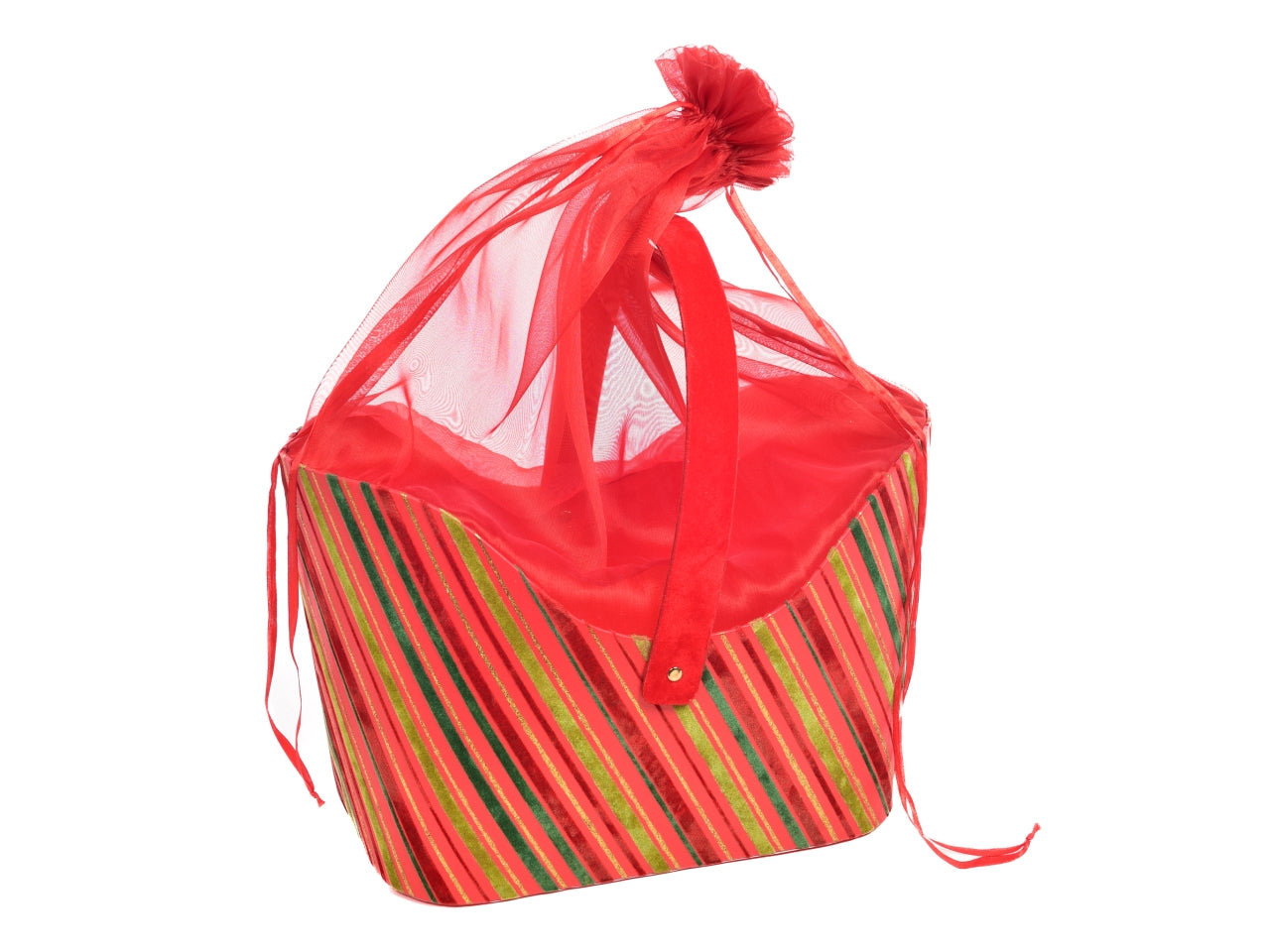 Borsa in carta per cesti natalizi con sacco in organza 43x29xh.27cm