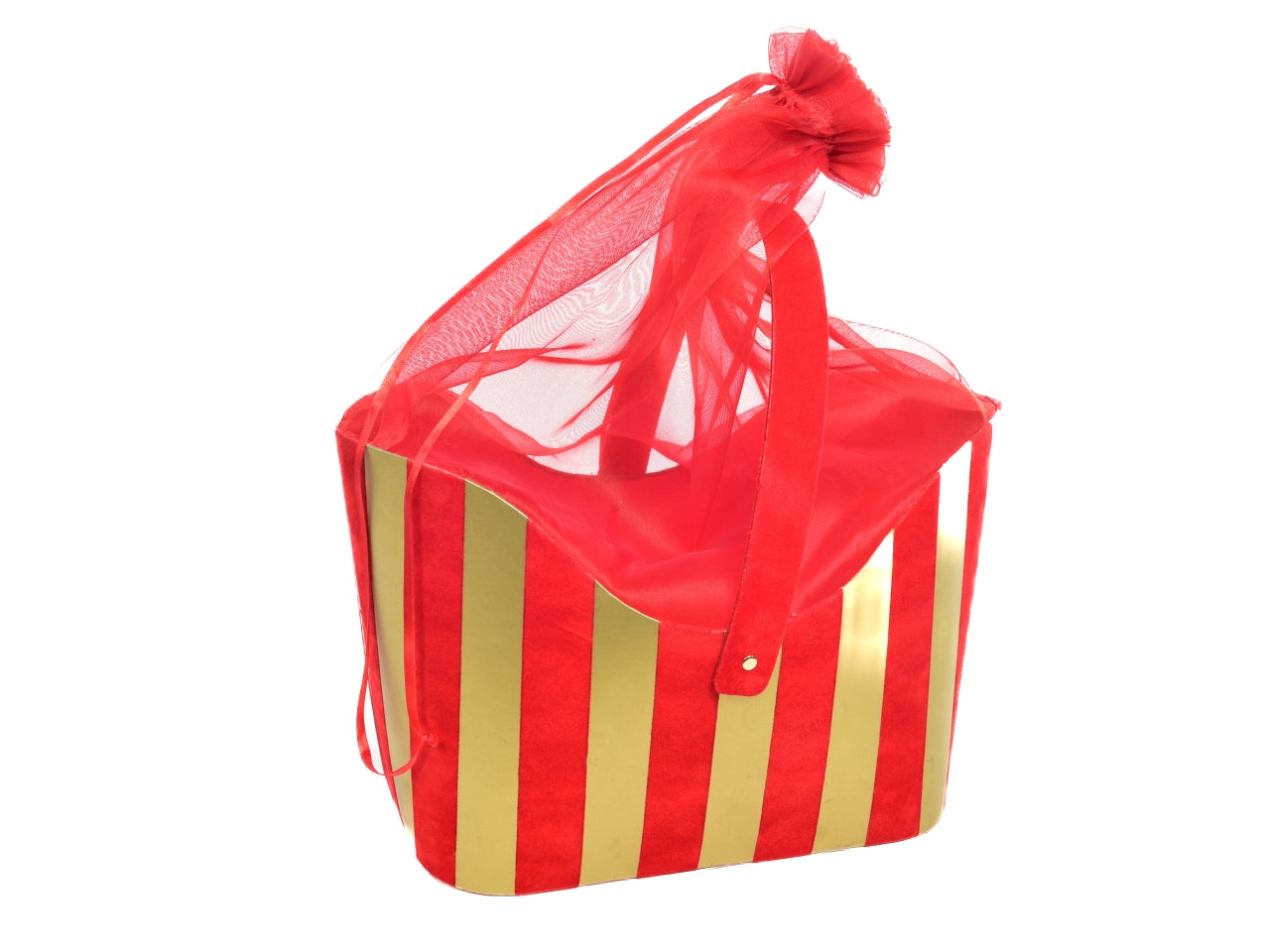 Borsa in carta per cesti natalizi con sacco in organza 43x29xh.27cm