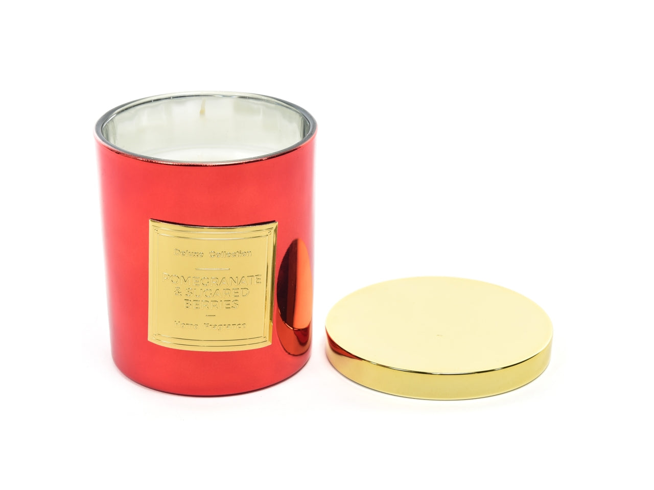 Candela lingotto rosso in vetro con coperchio d.8xh.9cm
