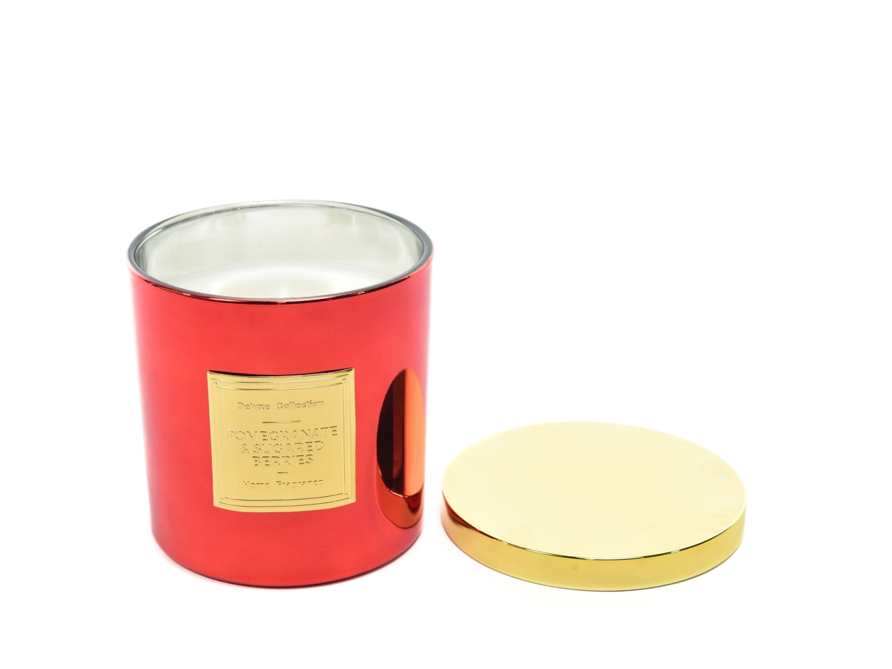 Candela lingotto rosso in vetro con coperchio d.9,5xh.10cm