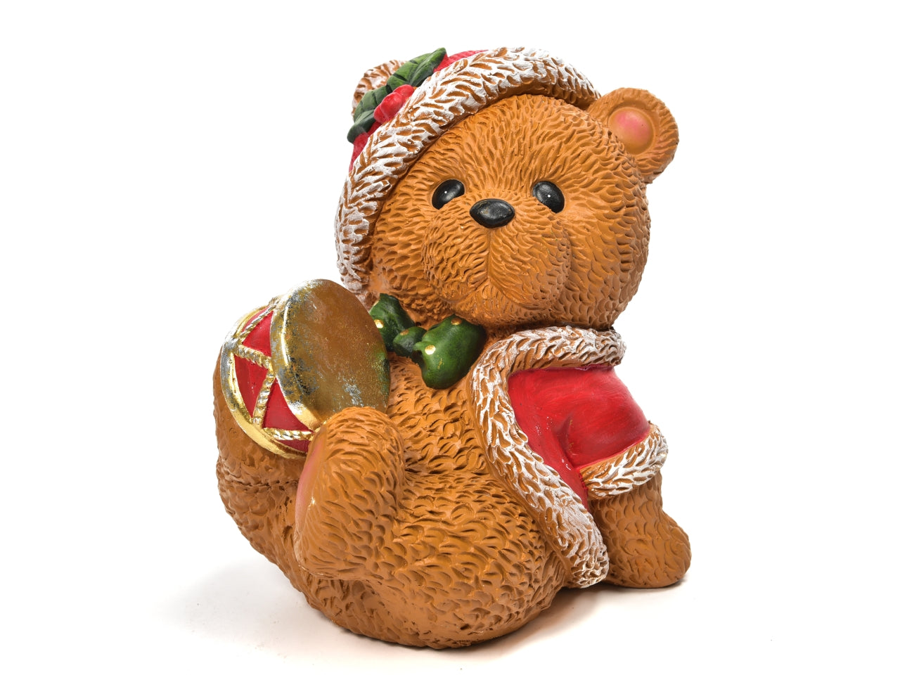Orso con tamburo in poliresina 29x25x30,5cm
