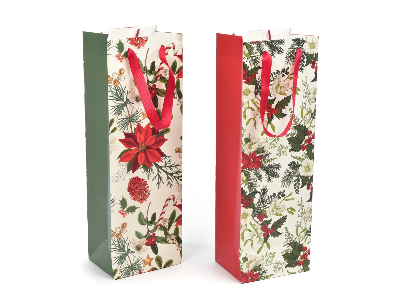 Shopper natalizio per bottiglia 12,5x9,5xh.38cm design assortiti