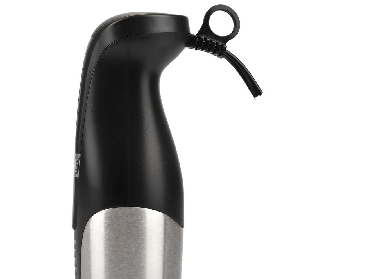 Mixer ad immersione potenza 800w con fusto in acciaio inox da 19cm e impugnatura ergonomica nera, smontabile per un lavaggio piu' accurato