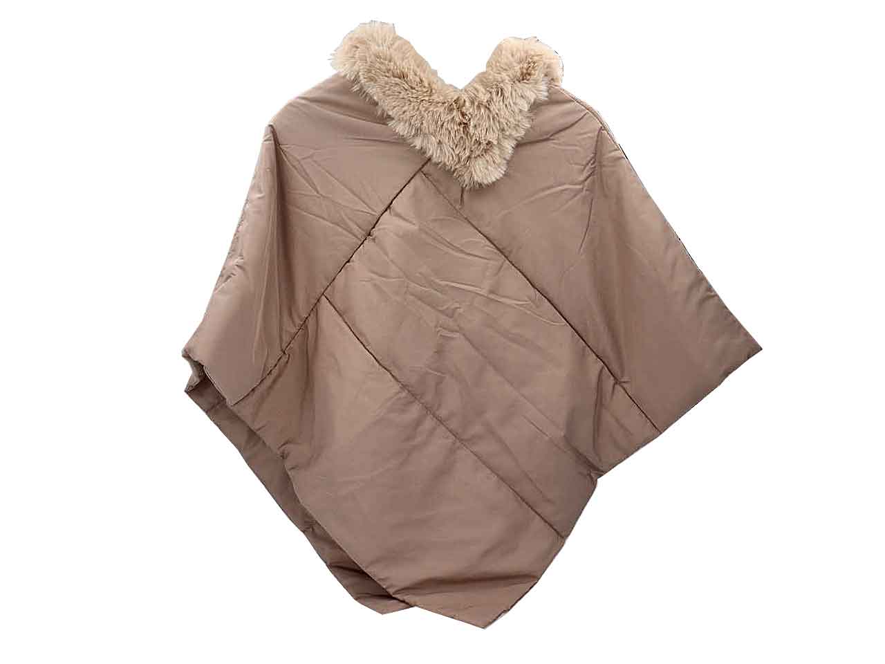 Poncho c/bordo in pelo eco beige sc3302bg