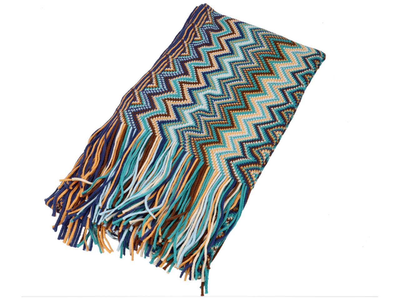 Sciarpa fantasia 50x180cm colore blu multi 80% viscosa 20% lana