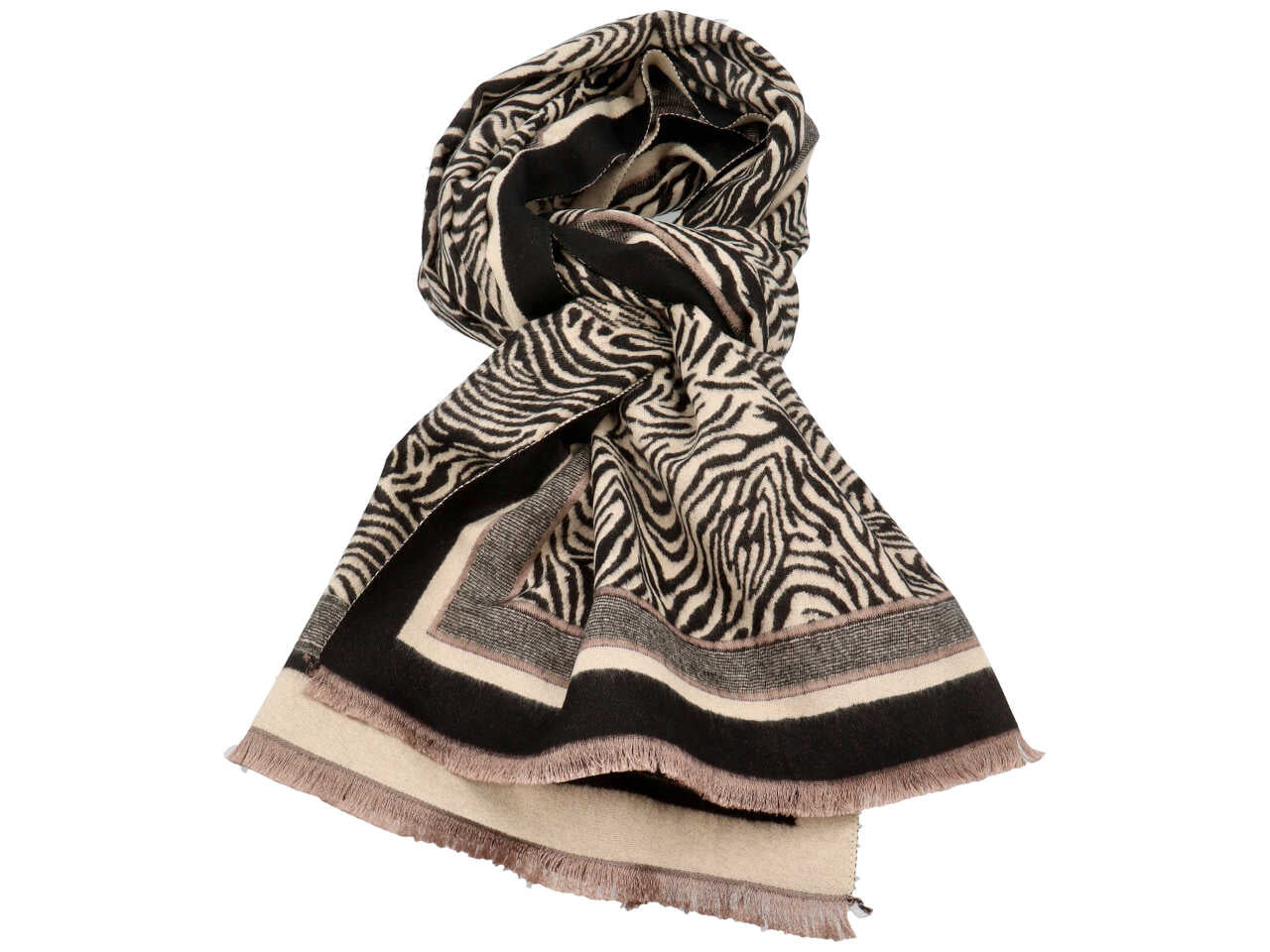 Sciarpa fantasia zebrata bianco/nero 70% viscosa 30% lana