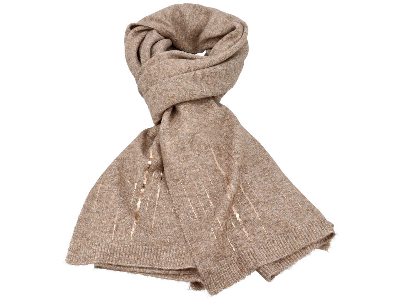 Stola beige con lame' oro 60% viscosa 30% lana 10% cashmere